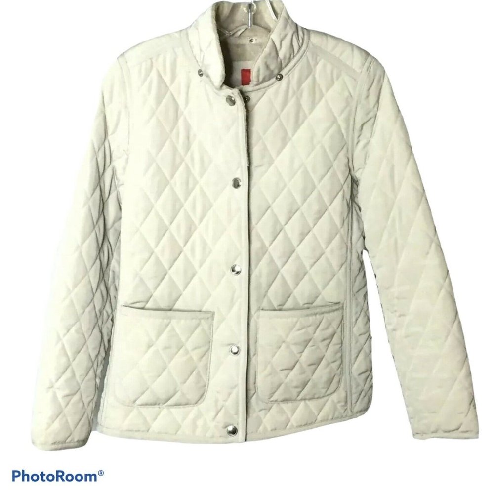 ESPRIT Outerwear Women's Winter Jacket Cream Removable Hood Snap Size Medium